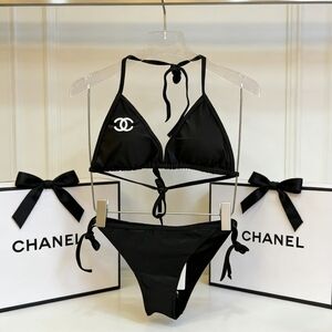 Classic CHANEL CC Logo Halter Bikini Swimwear